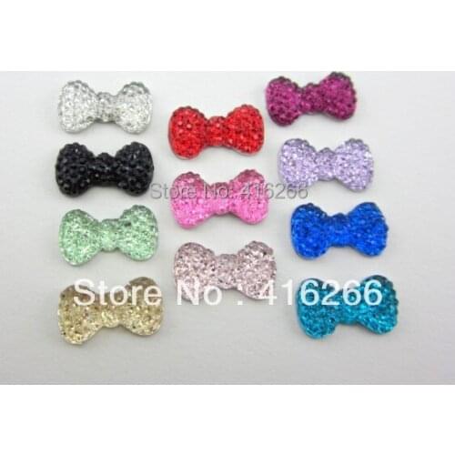 Free Shipping New 500pcs/lot 12.5*7mm Colorful Bow Shape Flatback Resin Rhinestone DIY Decoration/Dust Plug Accessories