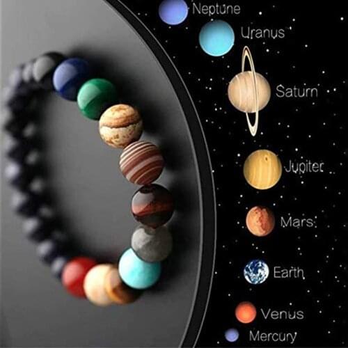 Universe Solar System Bracelet Universe Nine Planets Natural Stone Stars Earth Moon Bracelet For Women Man Jewelry Gifts