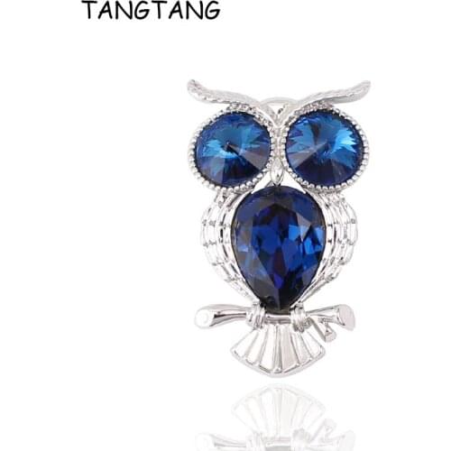 Real Golden Attractive Satellite Stone Crystal Owl Brooch Fashion Popular Animal Jewelry Pins For Men & Woman, Item NO.: BH8249