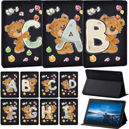 PU Leather Tablet Cover Stand Case For Lenovo Tab E10 10.1 Inch/Lenovo Tab M10 10.1 Inch Bear letter Series Pattern