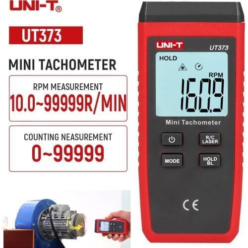 UNI-T UT373 Digital Tachometer Non-contact Range 10-99999 RPM LCD Backlight Display Laser Speed Meter CA