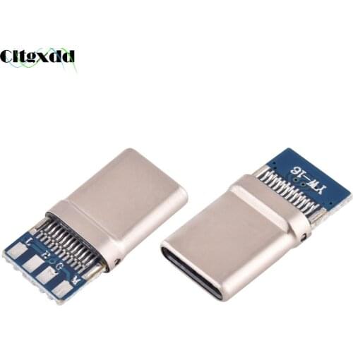 Cltgxdd 1PCS USB 3.1 Type-C Connector 24 Pins Male Audio Plug Type C Socket Audio Version Stretched Belt Plate