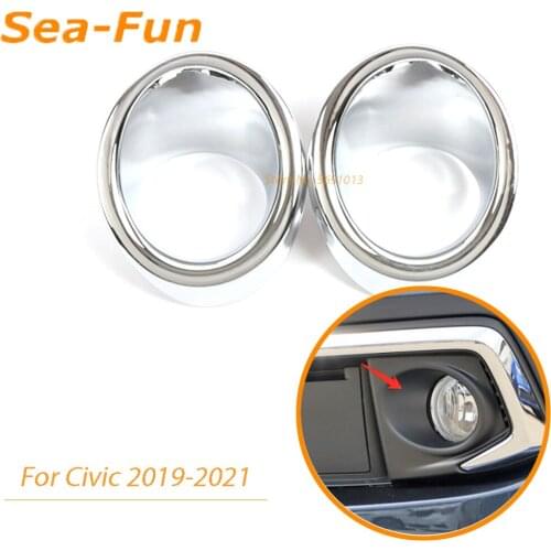 For Honda For Civic 2019 2020 Front Fog Light Lamp Decorative Frame Trim Cover Foglight Sticker Exterior Car Parts Accessories