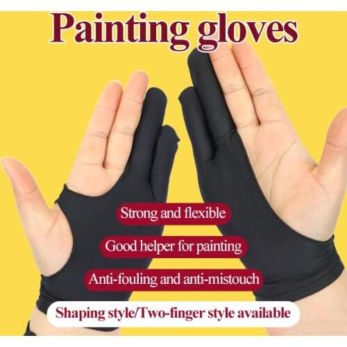 Two-fingers/Shaped Style Antifouling Gloves for Any Graphics/Table/Drawing Free Size Both for Left and Right Hand Drawing Gloves