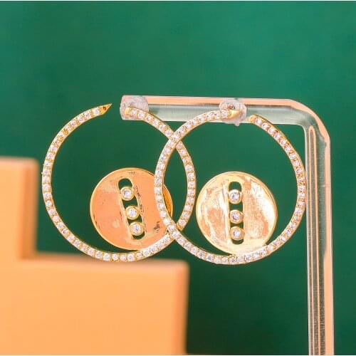 Jankelly 2021 Fashion Trendy Heart Earrings For Women Cubic Zirconia Crystal CZ Statement Stud Earring Brincos Bijoux