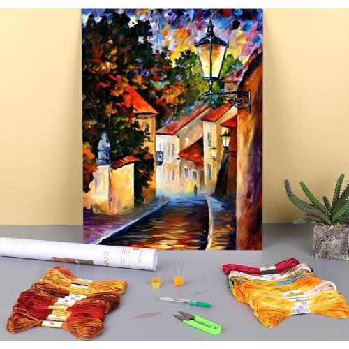 Oil Painting Style Evening Printed Canvas 11CT Cross-Stitch Full Kit Embroidery DMC Threads Handmade Sewing Adults