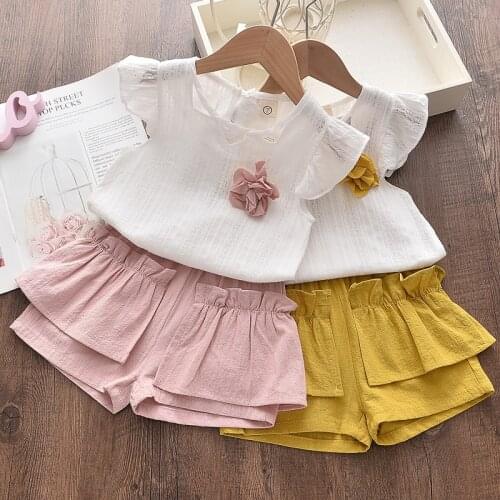 Girls Clothing Set Korean Summer New Chiffon Top T-shirt+Pants Kids Suit Toddler Baby Childrens Clothes Fashion Girls clothes