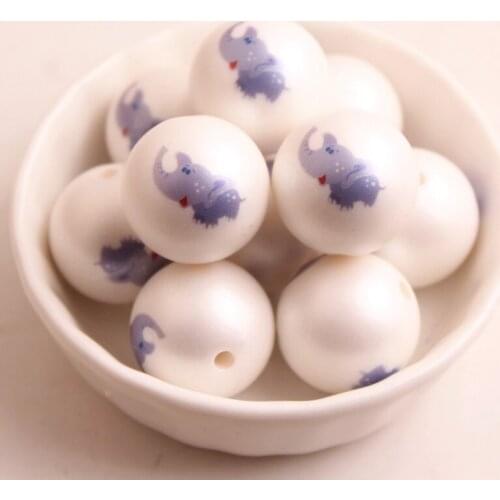 Kwoi Vita New Custom Design 20MM 100pcs Chunky Acrylic Print Elephant Beads for Kids Necklace Jewelry