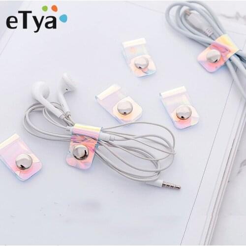 ETya Laser PVC Portable Packing USB Lines Cable Earphone Protector Organizers Holder Package Women Men Travel Accessories