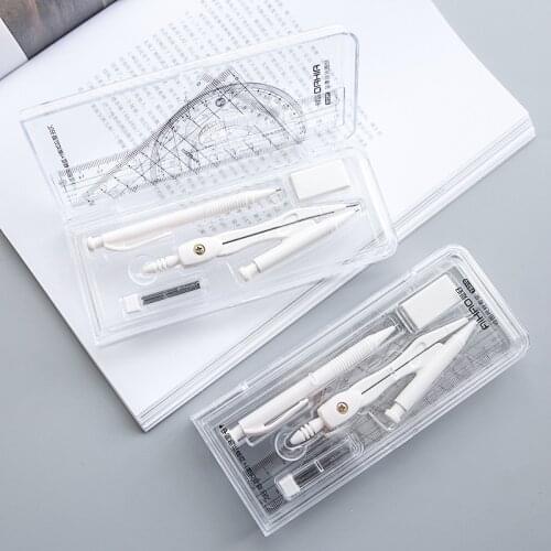 Small Fresh and Unprinted Wind Compasses Ruler Protractor 8-piece Set for Students' Professional Drawing Tools Geometry Set