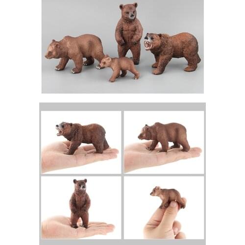 Simulation Grizzly Bear Model Figure Toy Set, Kids Early Nature Science Learning Plastic Toy Collectible - Bear Family
