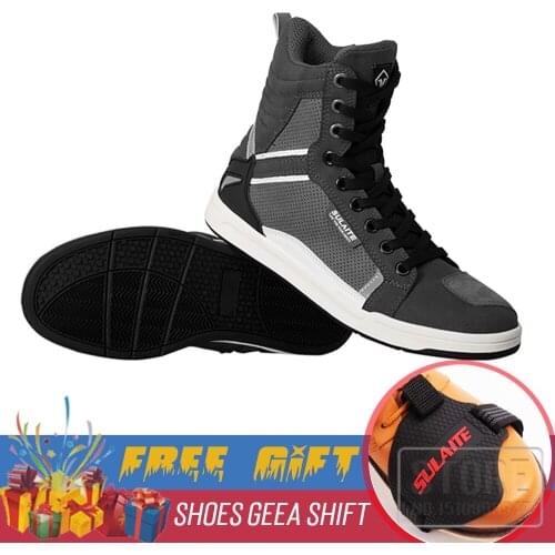 Motorcycle Boots Microfiber Leather Non-slip Motorcycle Road Racing Shoes Spring Autumn Breathable Motorbike Shoes Men Boot