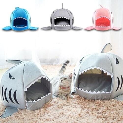 Dog House Shark Washable House Pet Bed Shark Dog Bed Cat Beds Mats House Sleeping Sofa Bed Removable Cushion XXS~L for Dogs Cats