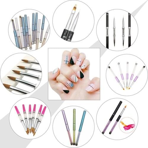Crystal Rod Nail Brush Set Nail Art Painting Design Carving Pen Phototherapy Pen UV Gel Brush French Manicure Drawing Pen