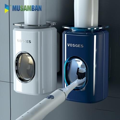 MUSAMBAN Punch-Free Bathroom Wall Mount Automatic Toothpaste Dispenser Squeezer Dispenser Household Bathroom Accessories Set