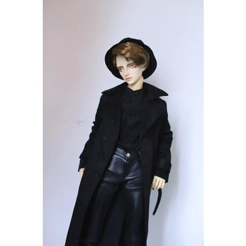 BJD Doll clothes suitable for 1-3 1-4 uncle gentleman black long trench coat doll accessories