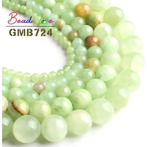 Wholesale Light Green Lace Jades Stone Round Beads For Jewelry Making Beadwork DIY Bracelet Necklace 4 6 8 10 12mm 15 Inches