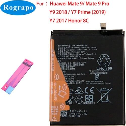Original 4000mAh HB396689ECW Mobile Phone Battery For Huawei Y9 2018 / Mate 9 Pro / Y7 Prime 2019 / Honor 8C FLA-LX1 LX2 LX3 L22