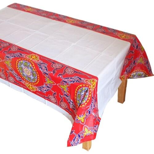 Plastic Table Cloths Eid al-Fitr Mubarak Ramadan Table Cover Tablecloth Waterproof For Moslem Islamism Decoration 180*108cm