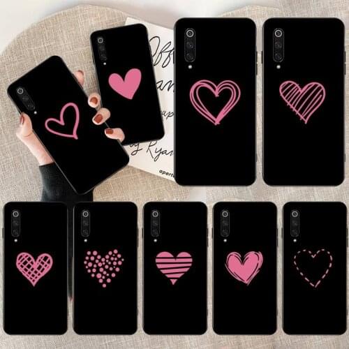 Pink love pattern Soft Silicone TPU Phone Cover for Xiaomi Mi10 10Pro 10 lite Mi9 9SE 8SE Pocophone F1 Mi8 Lite