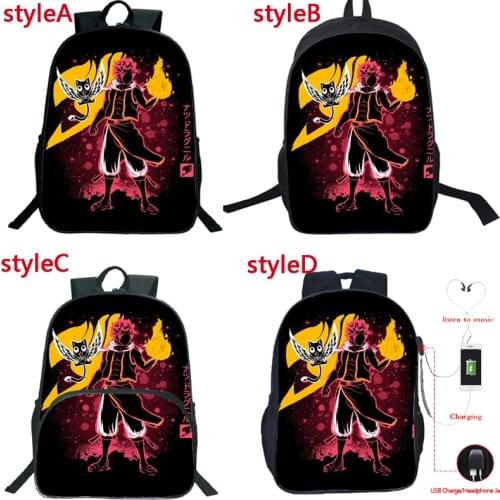 FAIRY TAIL Backpack Multifunction USB Charging Laptop Mochila for Teens Students Erza Scarlet Casual Rucksack School Travel Bags