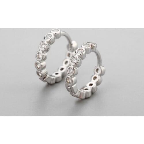 925 Sterling Silver Clear CZ Huggies Hoop Earring for Women Men Small Earrings Jewelry Accessories
