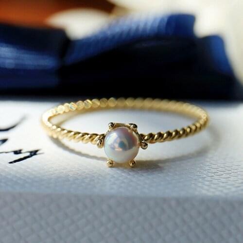 UBESTNICE Classic Pure 18k Gold AU750 Strong Light Japan Akoya Pearls Crown Rings For Women Engagement Wedding Gift Fine Jewelry