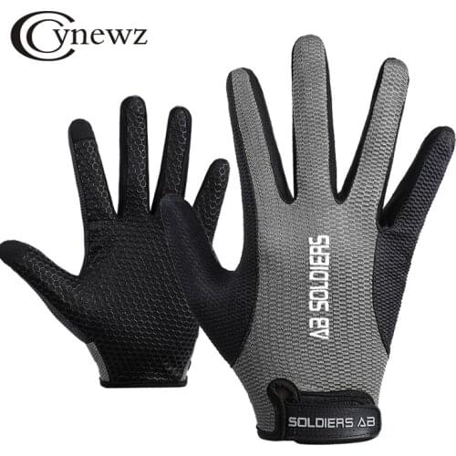 Cynewz Mens Cycling Gloves Full Fingers Anti Slip Touch Screen Outdoor Sport Sun Protection Mesh Fabric Bicycle Women Gloves