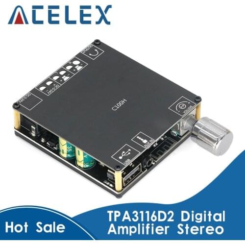 XY-C100H HIFI 100WX2 TPA3116D2 Bluetooth 5.0 High Power Digital Amplifier Stereo Board AUX USB AMP Amplificador Home Theater