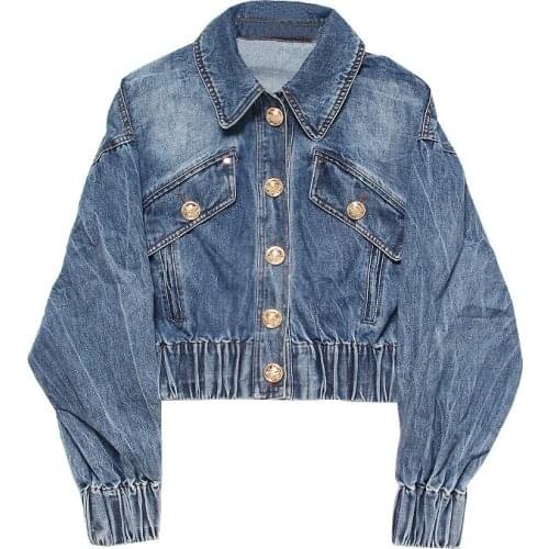 FadSpring And Autumn Casual Button Short Jacket For Women Lapel Long Sleeve Solid Vintage Coat Female Vogue New Clothes Tide