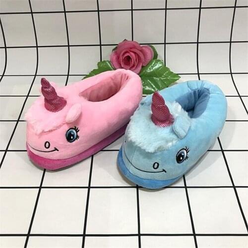 Womens Winter Unicorn Pony Plush Slippers Home Warm Cotton Slides Comfortable Sneakers Ladies Indoor Floor House Shoes