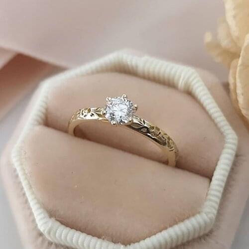 Female Tiny Romantic Zircon Wedding Ring Jewelry Dazzling Bridal Ring Cocktail Party Night Club Ring Jewelry Gift