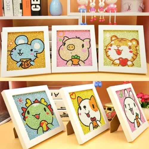 1Set 12 Zodiac Home Decorative Drill Cartoon Pattern with Frame Intelligence Game Resin Diamond Painting DIY Handmade