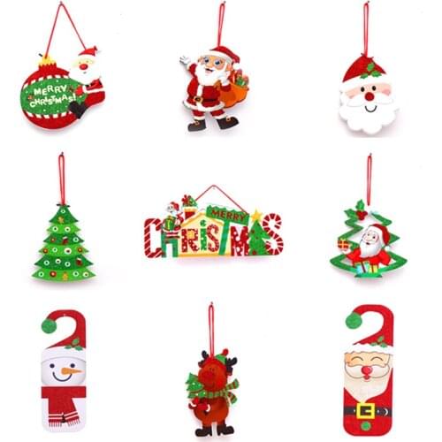 1pc Cartoon Christmas Hanging Ornaments Santa Claus Merry Christmas Pendant Decorations for Home Party Window Decor Supplies
