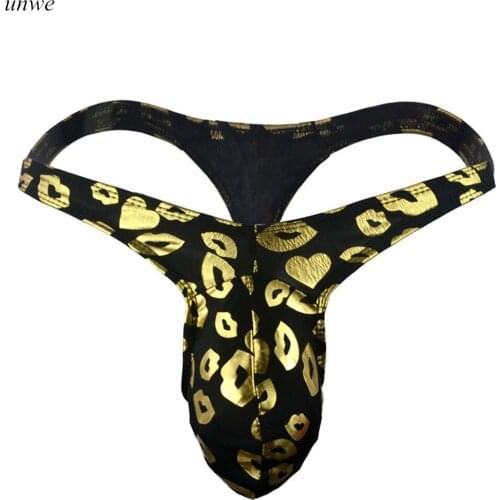 1pcs Lips Printed Big Penis Pouch Underwear Sexy Men U Convex Thong Beach/Swim Wear Man Bikini G-string