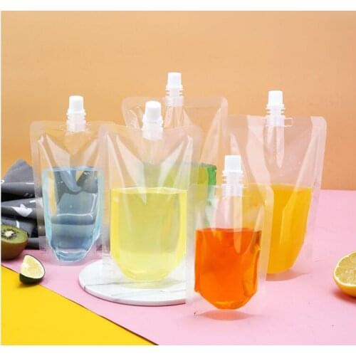 100 pcs Stand-up Plastic Drink Packaging Bag Spout Pouch For Beverage Liquid Juice Milk Coffee