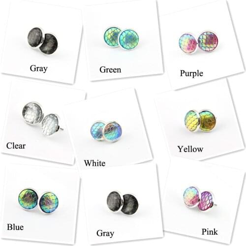 12*12mm Unique Design Earrings Dragon Scale Earrings Mermaid Scale Earrings Scale Cabochon Button Stud Earrings