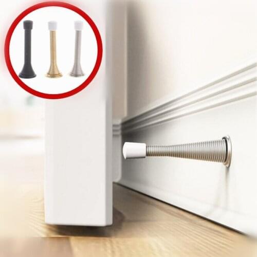 2PCS Silent Stainless steel Spring Door Stopper Door Stop Wall Decorative Door Stopper Protect Doors Wall Household Door Stopper