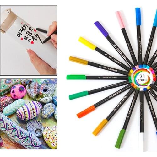 21 Pcs Permanent Acrylic Paint Pens Craft Markers for DIY Photo Album, Art Rock Painting, Card Making, Metal and Ceramics, Glass