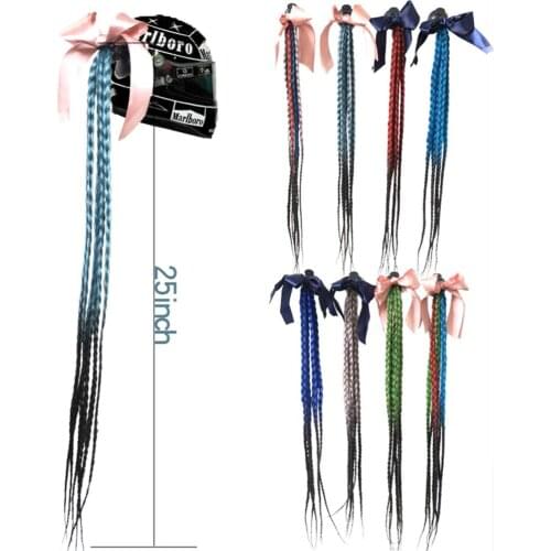 25" Motorcycle Helmet Braids Bike Gradient Ramp Twist Sucker Removable Braid Pigtail Ponytail Motocross Racing