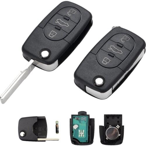 433Mhz 3 Button Car Remote Key For Audi A3 A4 A6 A8 TT RS4 Allroad Quattro 4D0837231A Flip Fold Key Fob Shell Case ID48 Chip