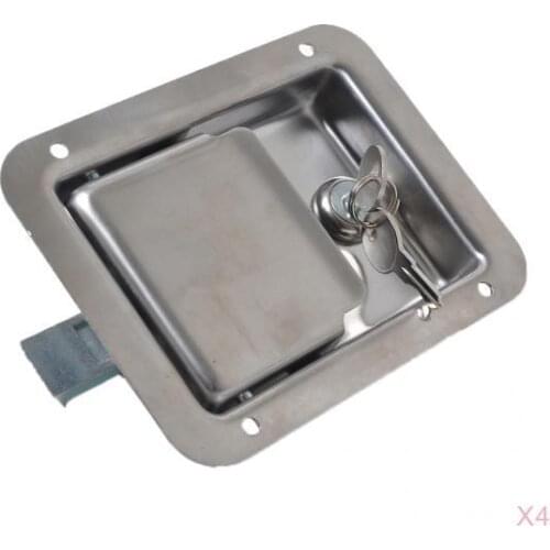 4x Stainless Steel Paddle Tool Box Locking Handle Truck Box Trailer Locking With Key
