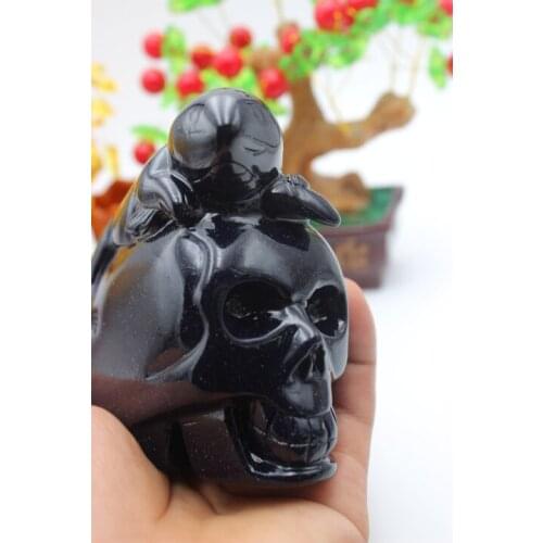 650g Synthetic quartz blue SPAR sand carving skull lizards healing treatment