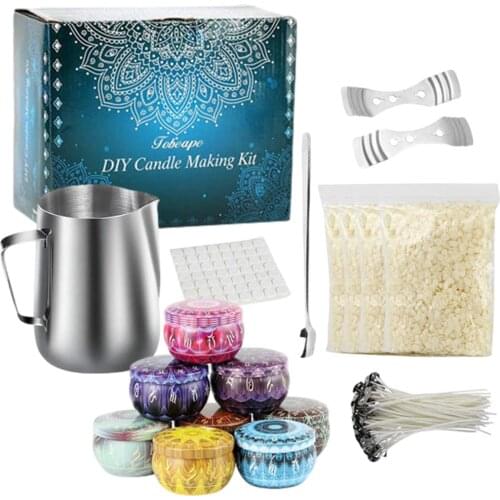 Scented Candle DIY Kit Soy Wax Wicks Mixing Spoon Complete Set