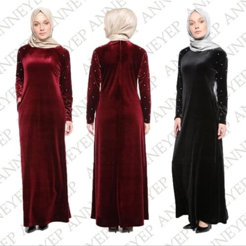 Musilim Velvet Beaded Loose Robe Abayas for women dubai arabic abaya dress islamic clothing Musilim Dress jilbab kuftan