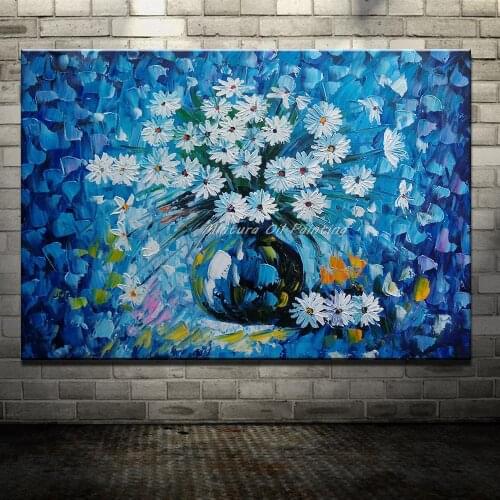 Large Handpainted Flowers Chrysanthemum Abstract Palette Knife Oil Painting On Canvas Wall Pictures For Live Room Home Decor