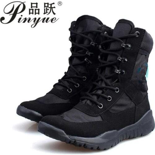 Summer Men Outdoor Sports Camping High Tube Thin Shoes Breathable Mesh Light Weight Desert Tactical Training Army Boots