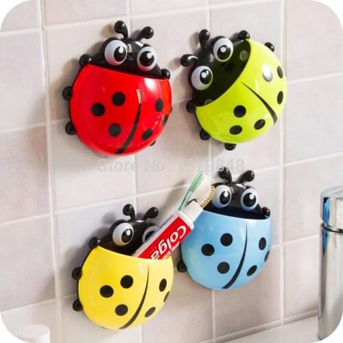 4Pcs/Lot Creative Cute Ladybug Toothbrush Holder Toothpaste Holder Novelty Households Sucker Sheif