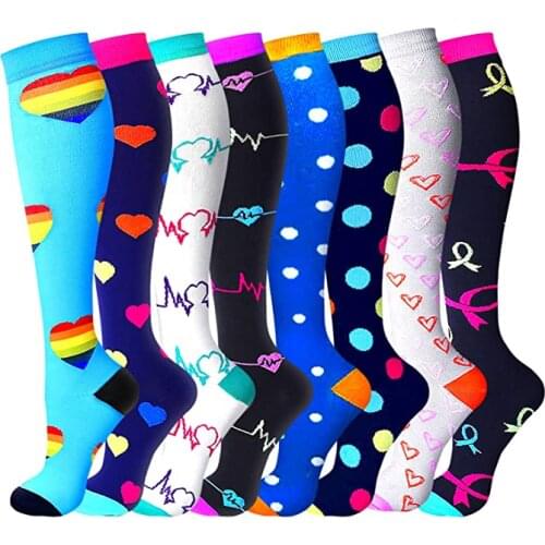 Men Women New Compression Socks Heart Tube Color Dot Golfs Unisex Outdoor Running Cycling Long Pressure Stockings