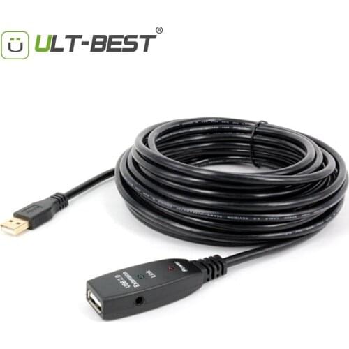 ULT-Best USB Extension Cable 5M 10M 15M 20M 25M 30M USB2.0 Active Repeater A Male to A Female Long Cables With Signal Booster